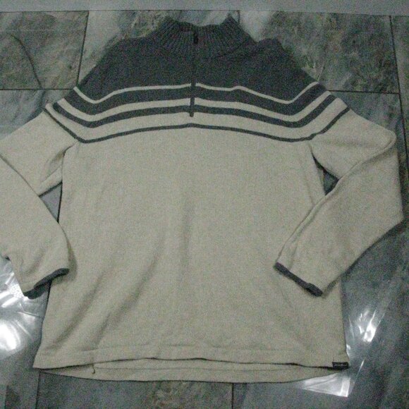 Eddie Bauer Gray/Cream Men's Partial Zip Front Sweater Size TXL - Picture 5 of 6